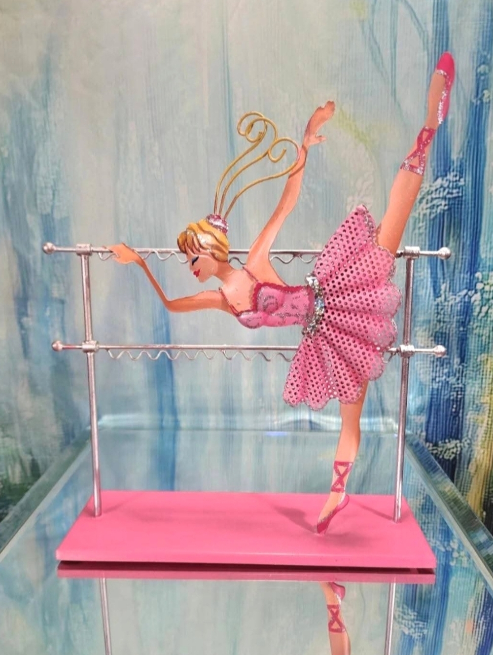 BALLERINA Pink Vintage Art Deco Metal Jewelry Organizer Home Decor